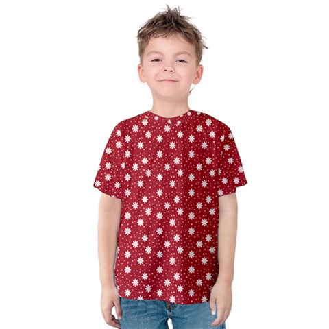 Floral Dots Red Kids  Cotton Tee by snowwhitegirl