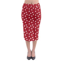 Floral Dots Red Midi Pencil Skirt by snowwhitegirl