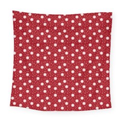 Floral Dots Red Square Tapestry (large)