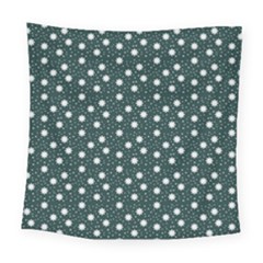 Floral Dots Teal Square Tapestry (large)