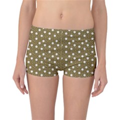 Floral Dots Brown Reversible Boyleg Bikini Bottoms by snowwhitegirl