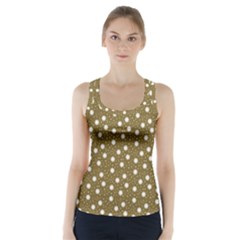 Floral Dots Brown Racer Back Sports Top