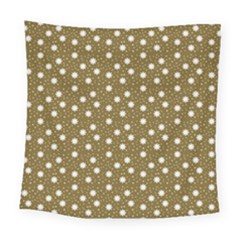 Floral Dots Brown Square Tapestry (large)