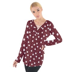 Floral Dots Maroon Tie Up Tee by snowwhitegirl