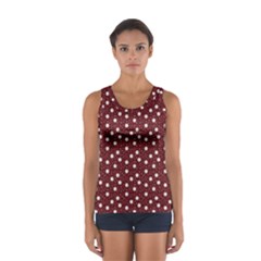 Floral Dots Maroon Sport Tank Top  by snowwhitegirl