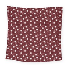 Floral Dots Maroon Square Tapestry (large)