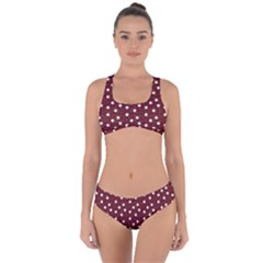 Floral Dots Maroon Criss Cross Bikini Set by snowwhitegirl