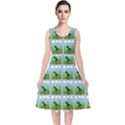 Dino In The Mountains Blue V-Neck Midi Sleeveless Dress  View1