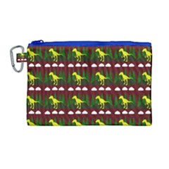 Dino In The Mountains Red Canvas Cosmetic Bag (large) by snowwhitegirl