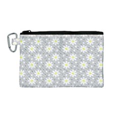 Daisy Dots Grey Canvas Cosmetic Bag (medium) by snowwhitegirl