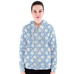 Daisy Dots Light Blue Women s Zipper Hoodie