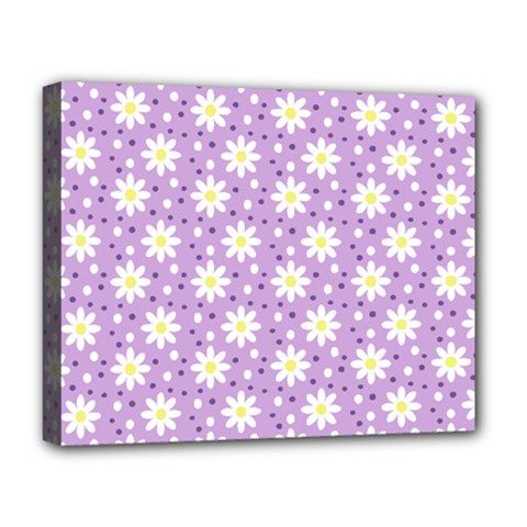 Daisy Dots Lilac Deluxe Canvas 20  X 16   by snowwhitegirl