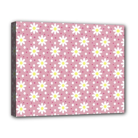 Daisy Dots Pink Deluxe Canvas 20  X 16  