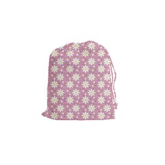 Daisy Dots Pink Drawstring Pouches (small) 