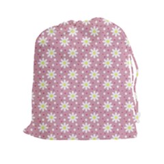 Daisy Dots Pink Drawstring Pouches (xxl)