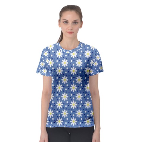 Daisy Dots Blue Women s Sport Mesh Tee by snowwhitegirl