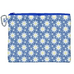 Daisy Dots Blue Canvas Cosmetic Bag (xxl) by snowwhitegirl
