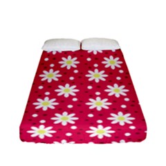 Daisy Dots Light Red Fitted Sheet (full/ Double Size)