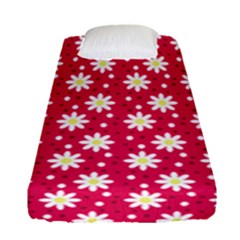 Daisy Dots Light Red Fitted Sheet (single Size)