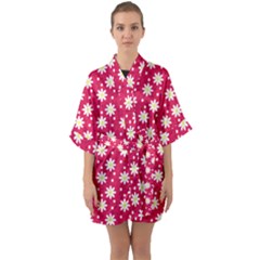 Daisy Dots Light Red Quarter Sleeve Kimono Robe by snowwhitegirl