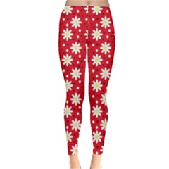 Daisy Dots Red Classic Winter Leggings by snowwhitegirl