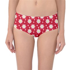 Daisy Dots Red Mid-waist Bikini Bottoms by snowwhitegirl