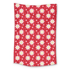 Daisy Dots Red Large Tapestry by snowwhitegirl