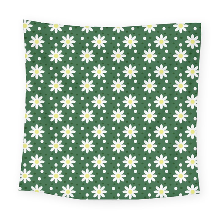 Daisy Dots Green Square Tapestry (Large)