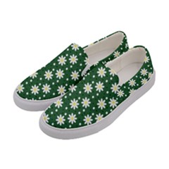 Daisy Dots Green Women s Canvas Slip Ons by snowwhitegirl