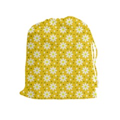 Daisy Dots Yellow Drawstring Pouches (extra Large)