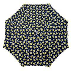 Square Flowers Navy Blue Straight Umbrellas by snowwhitegirl