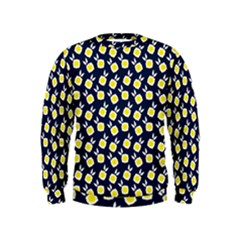 Square Flowers Navy Blue Kids  Sweatshirt