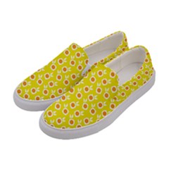 Square Flowers Yellow Women s Canvas Slip Ons by snowwhitegirl