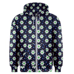 Daisy Dots Navy Blue Men s Zipper Hoodie