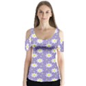 Daisy Dots Violet Butterfly Sleeve Cutout Tee  View1