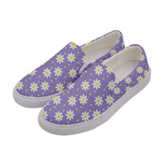 Daisy Dots Violet Women s Canvas Slip Ons by snowwhitegirl