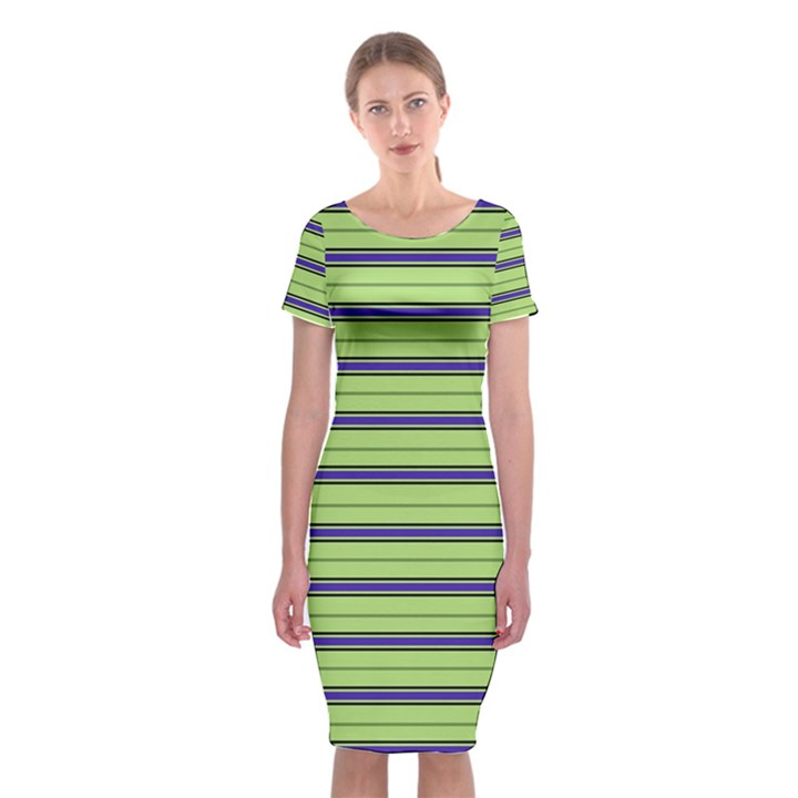 Color Line 2 Classic Short Sleeve Midi Dress