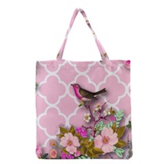 Shabby Chic,floral,bird,pink,collage Grocery Tote Bag by NouveauDesign
