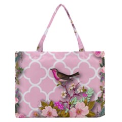 Shabby Chic,floral,bird,pink,collage Zipper Medium Tote Bag by NouveauDesign