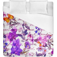 Ultra Violet,shabby Chic,flowers,floral,vintage,typography,beautiful Feminine,girly,pink,purple Duvet Cover (king Size) by NouveauDesign