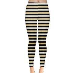 Black And Gold Stripes Leggings  by jumpercat