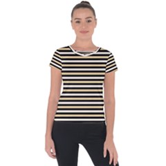 Black And Gold Stripes Short Sleeve Sports Top  by jumpercat
