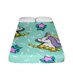 Magical Happy Unicorn And Stars Fitted Sheet (full/ Double Size) by Bigfootshirtshop