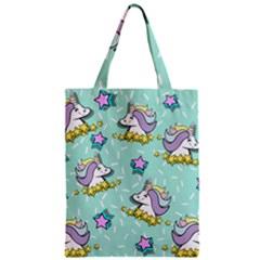 Magical Happy Unicorn And Stars Zipper Classic Tote Bag by Bigfootshirtshop