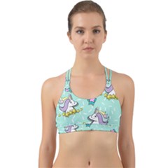 Magical Happy Unicorn And Stars Back Web Sports Bra by Bigfootshirtshop