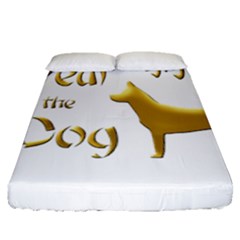 Year Of The Dog - Chinese New Year Fitted Sheet (queen Size) by Valentinaart