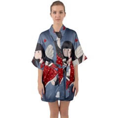Cupid Girl Quarter Sleeve Kimono Robe by Valentinaart
