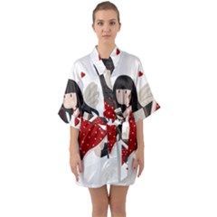 Cupid Girl Quarter Sleeve Kimono Robe by Valentinaart