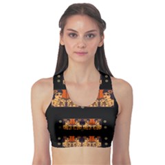 Geisha With Friends In Lotus Garden Having A Calm Evening Sports Bra by pepitasart