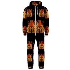 Geisha With Friends In Lotus Garden Having A Calm Evening Hooded Jumpsuit (men)  by pepitasart